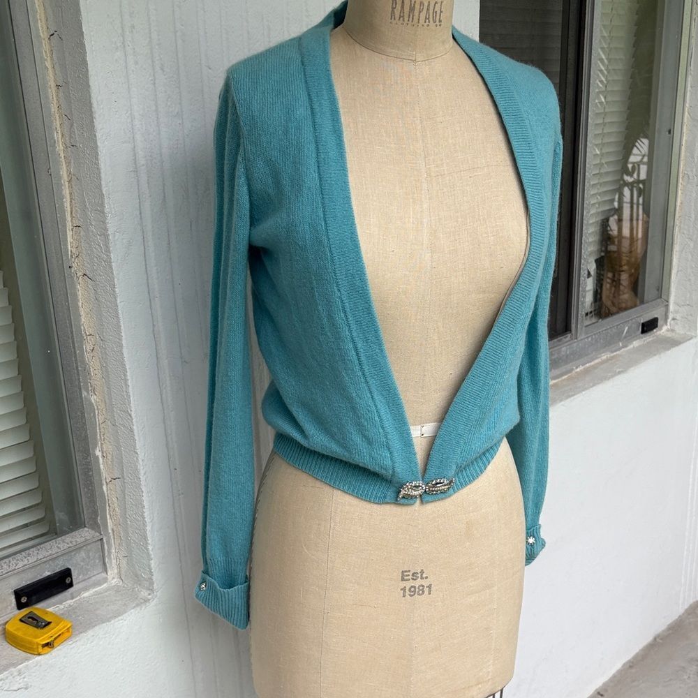 Bibelot Cashmere cardigan with rhinestone clasp closure
